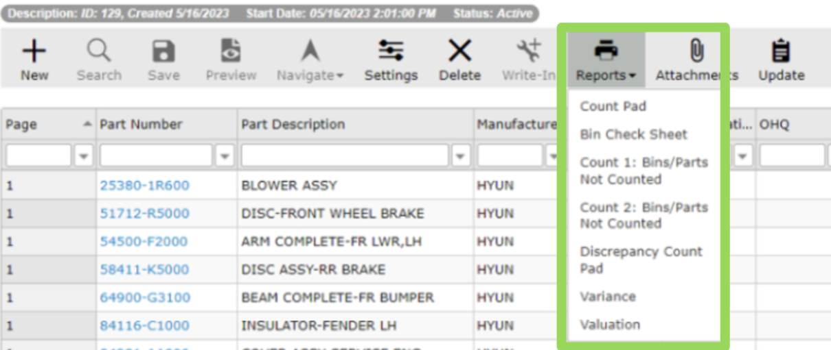 Pinwheel Counter Inventory Physical Inventory Process