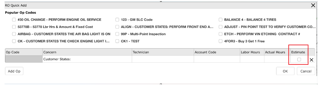 Estimation Box Service Estimates