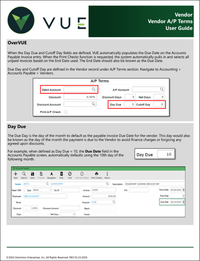 Vendor AP Terms