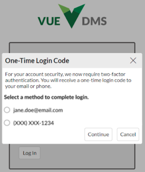 Log Into VUE