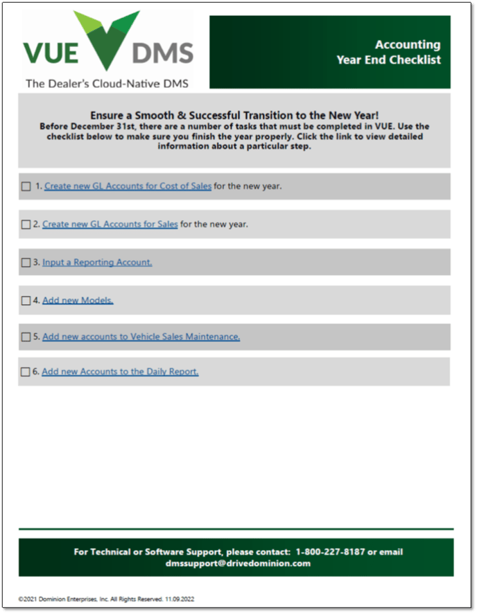 Year End Checklist (Accounting)